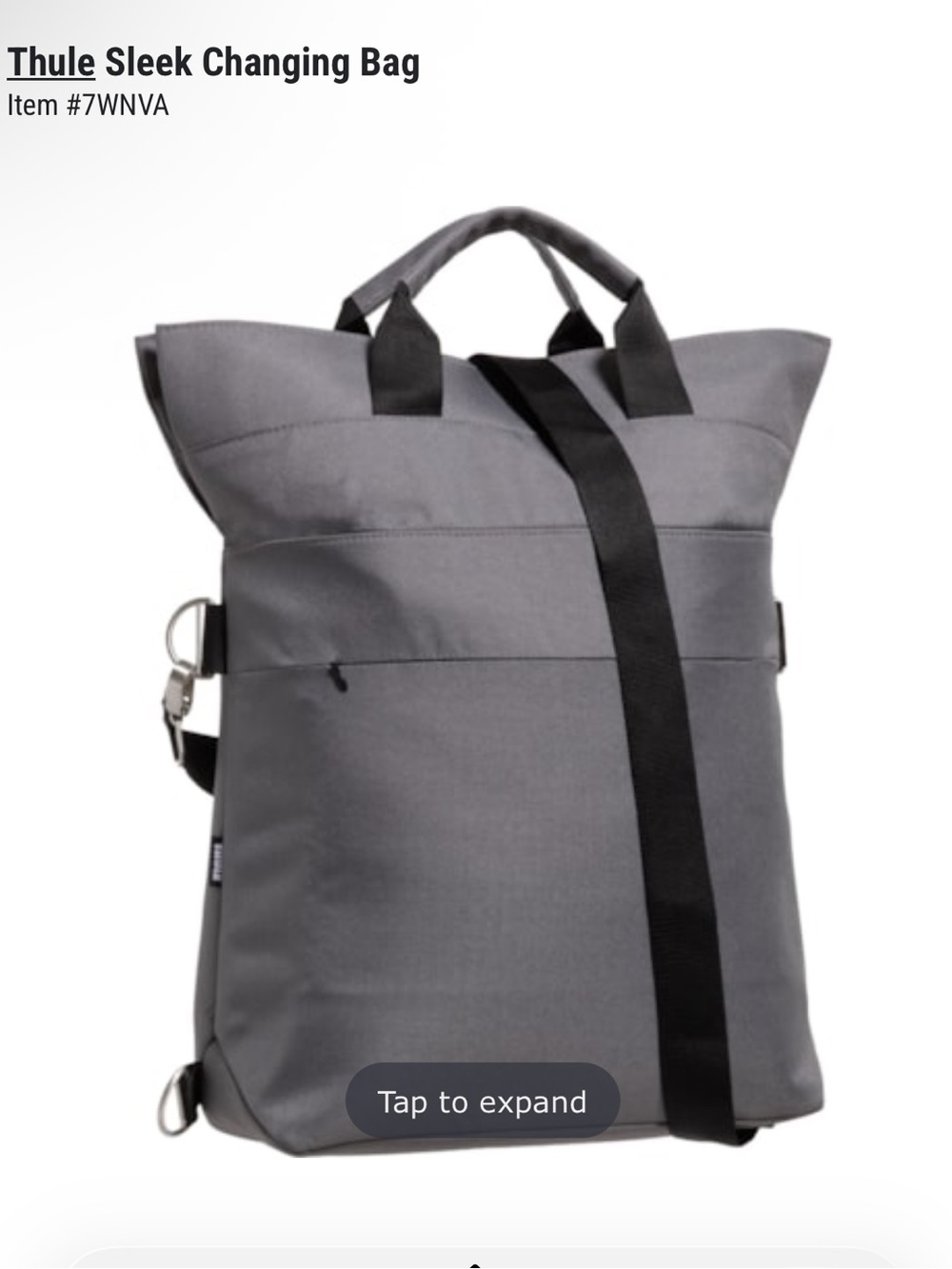 NWT Thule Sleek Baby Diaper Bag Backpack + Changing Pad | Shadow Grey | XL